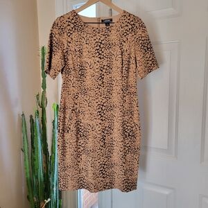 Land's End Animal Print‎ Heavyweight Bodycon Knee Length Dress, Size 8P